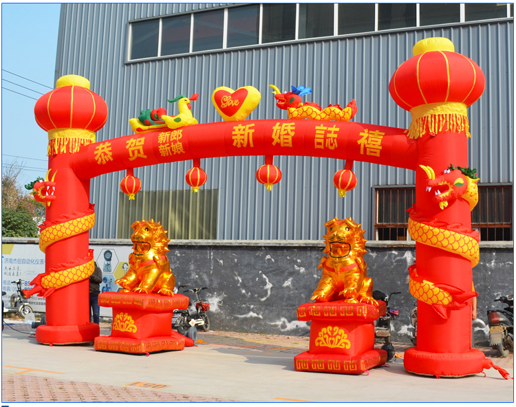 双狮婚庆灯笼柱
